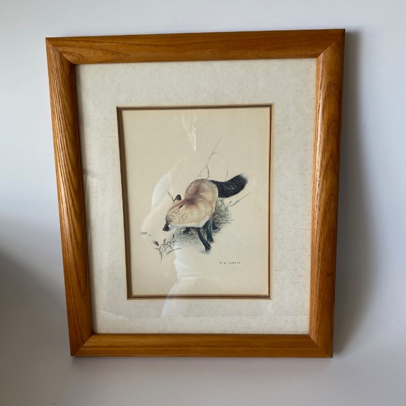 RED FOX ART Print by Glen Loates Canadian Wildlife Artist Vintage Framed - Picture 4 of 5